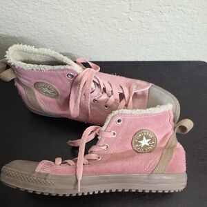 Converse Pink Suede High-Tops with Fleece Lining Size 8